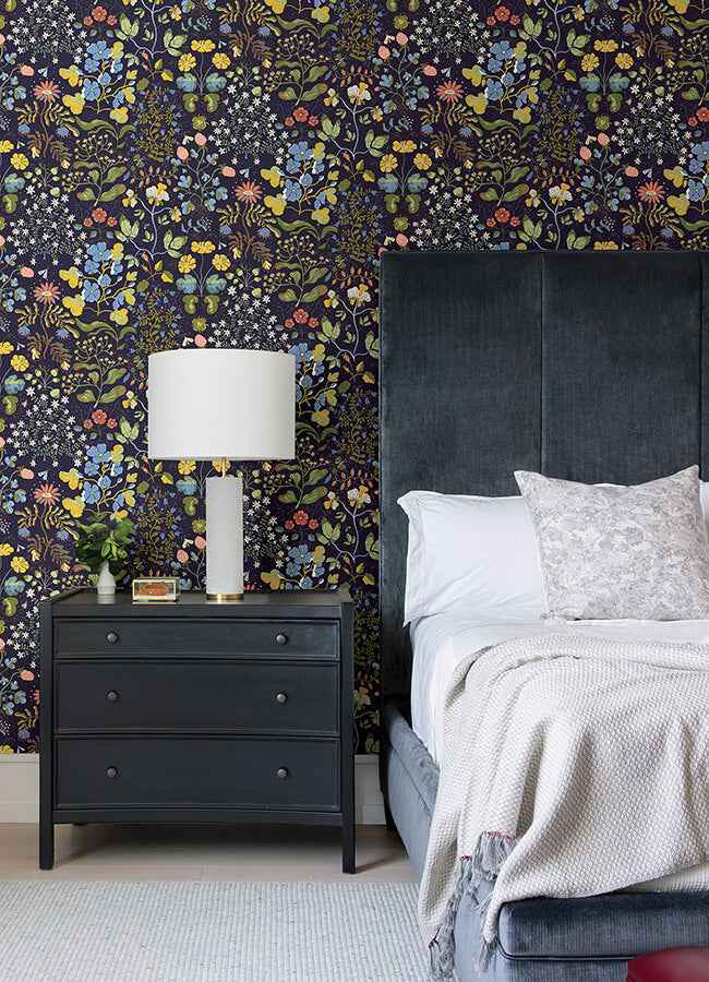 Groh Dark Blue Floral Wallpaper - York Wallcoverings - 4143-22002 - York Wallcoverings Wallpaper