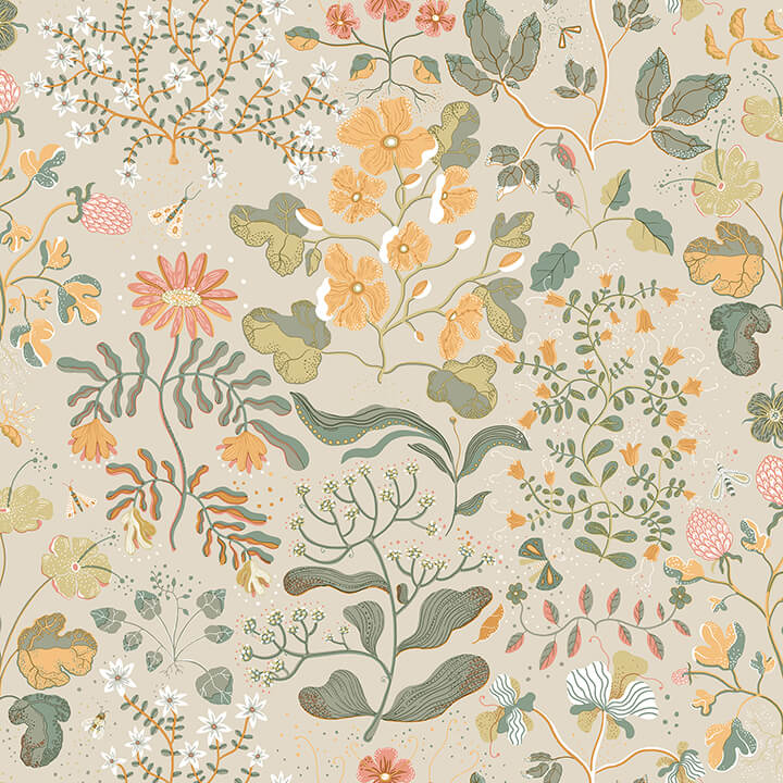 groh-apricot-floral-wallpaper-york-wallcoverings-4143-22003 - York Wallcoverings Papel pintado