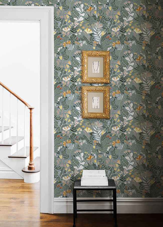 Brittsommar Slate Woodland Floral Wallpaper - York Wallcoverings - 4143-22008 - York Wallcoverings Wallpaper