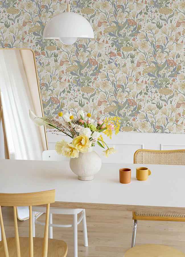 Hava Neutral Meadow Flowers Wallpaper - York Wallcoverings - 4143-22011 - York Wallcoverings Wallpaper