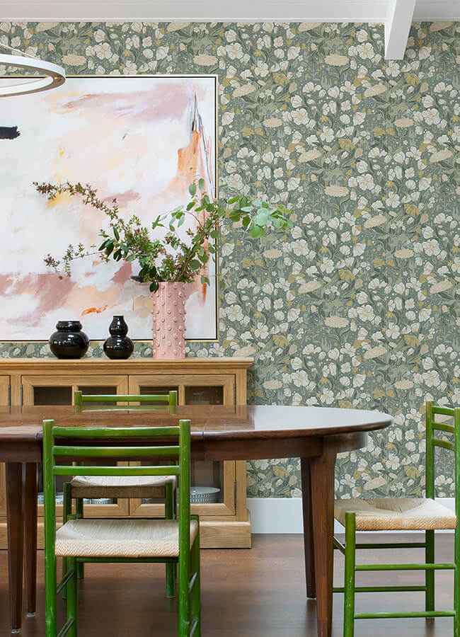 Hava Moss Meadow Flowers Wallpaper - York Wallcoverings - 4143-22014 - York Wallcoverings Wallpaper