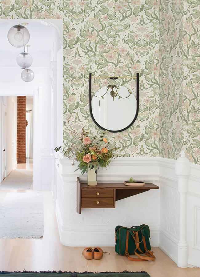 Lisa Olive Floral Damask Wallpaper - York Wallcoverings - 4143-22017 - York Wallcoverings Wallpaper