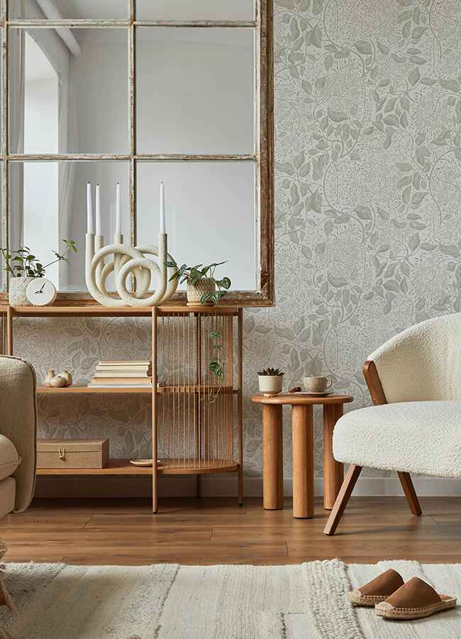 Turi Sage Twining Vines Wallpaper - York Wallcoverings - 4143-22020 - York Wallcoverings Wallpaper