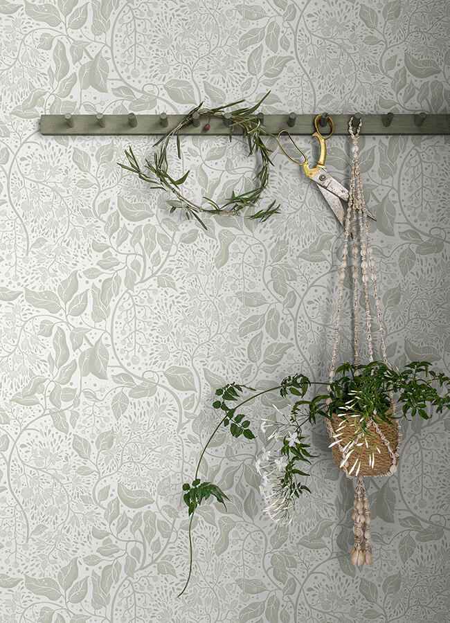 Turi Sage Twining Vines Wallpaper - York Wallcoverings - 4143-22020 - York Wallcoverings Wallpaper