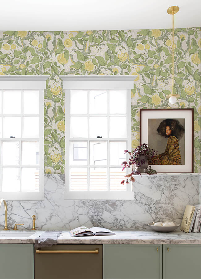 kort-yellow-fruit-and-floral-wallpaper-york-wallcoverings-4143-22027 - York Wallcoverings Wallpaper