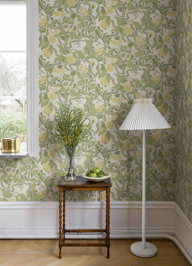 kort-yellow-fruit-and-floral-wallpaper-york-wallcoverings-4143-22027 - York Wallcoverings Wallpaper