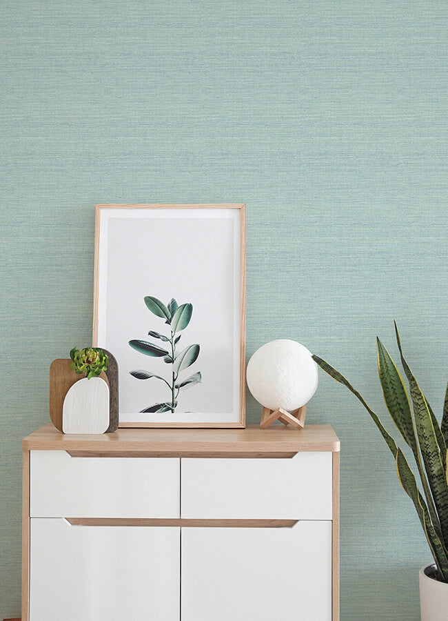 agave-aqua-faux-grasscloth-wallpaper-york-wallcoverings-4143-24282 - York Wallcoverings Papel pintado