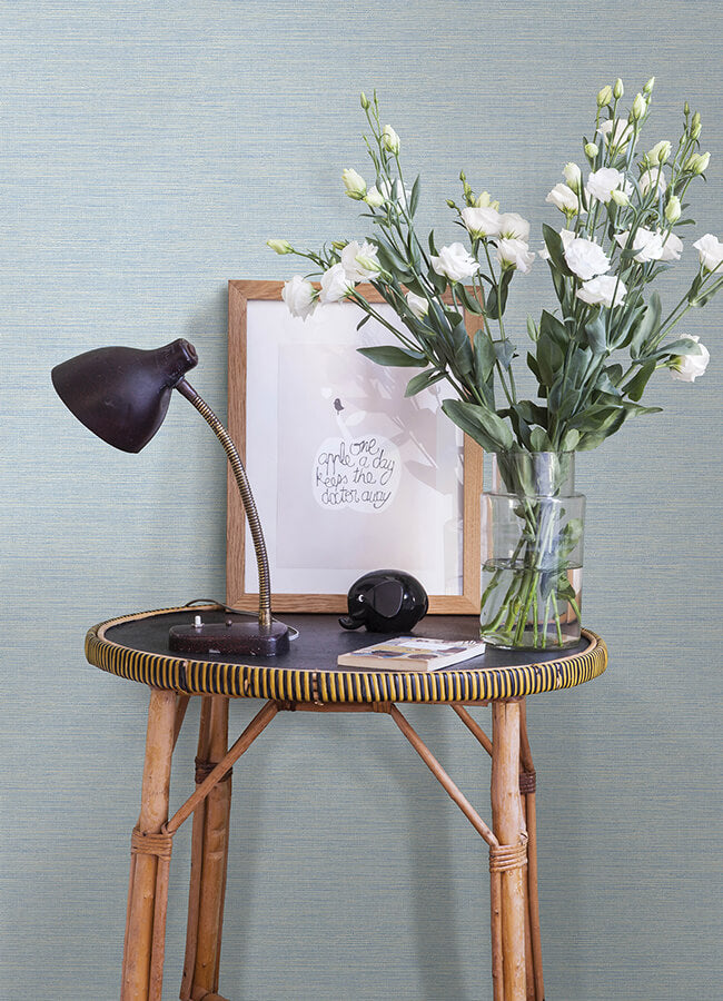 agave-blue-faux-grasscloth-wallpaper-york-wallcoverings-4143-24283 - York Wallcoverings Papel pintado
