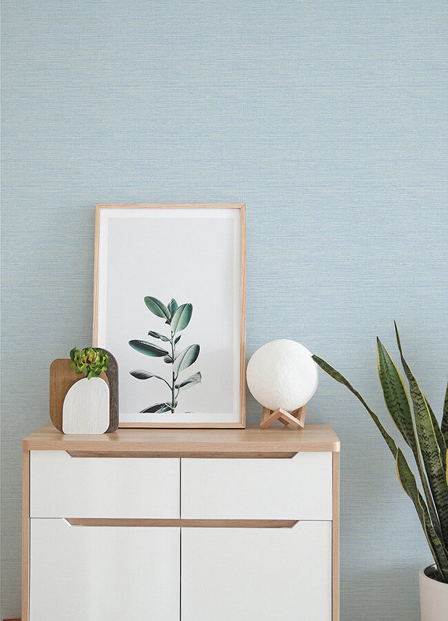 agave-blue-faux-grasscloth-wallpaper-york-wallcoverings-4143-24283 - York Wallcoverings Papel pintado