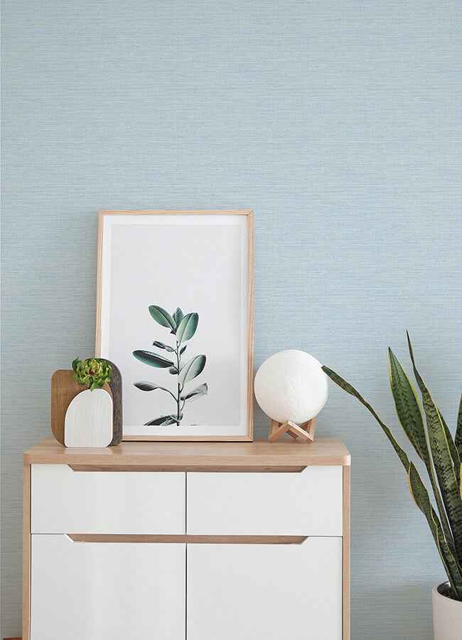 Agave Blue Faux Grasscloth Wallpaper - York Wallcoverings - 4143-24283 - York Wallcoverings Wallpaper