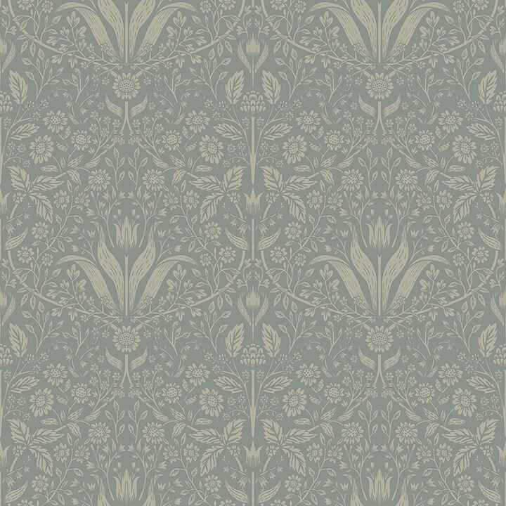 Mara Green Tulip Ogee Wallpaper - York Wallcoverings - 4143-34009