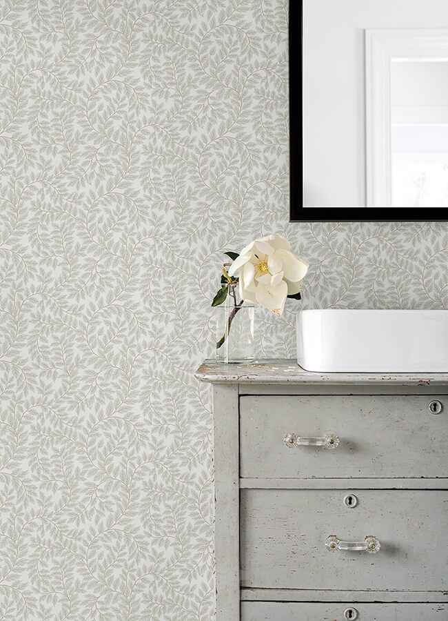 Lindlöv Light Grey Leafy Vines Wallpaper - York Wallcoverings - 4143-34017 - York Wallcoverings Wallpaper