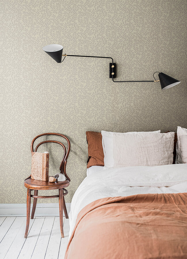 lindlv-taupe-leafy-vines-wallpaper-york-wallcoverings-4143-34018 - York Wallcoverings Papel pintado