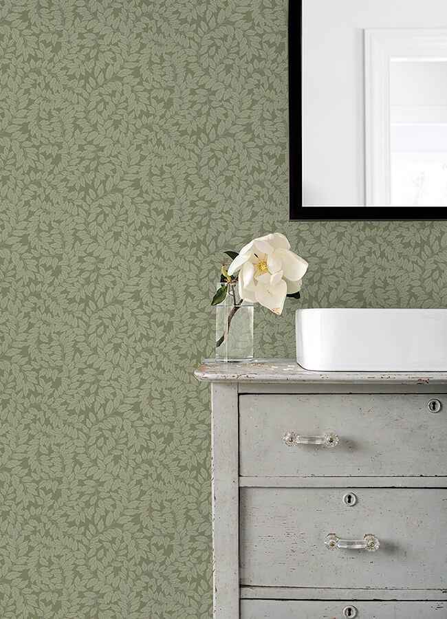 Lindlöv Moss Leafy Vines Wallpaper - York Wallcoverings - 4143-34020 - York Wallcoverings Wallpaper
