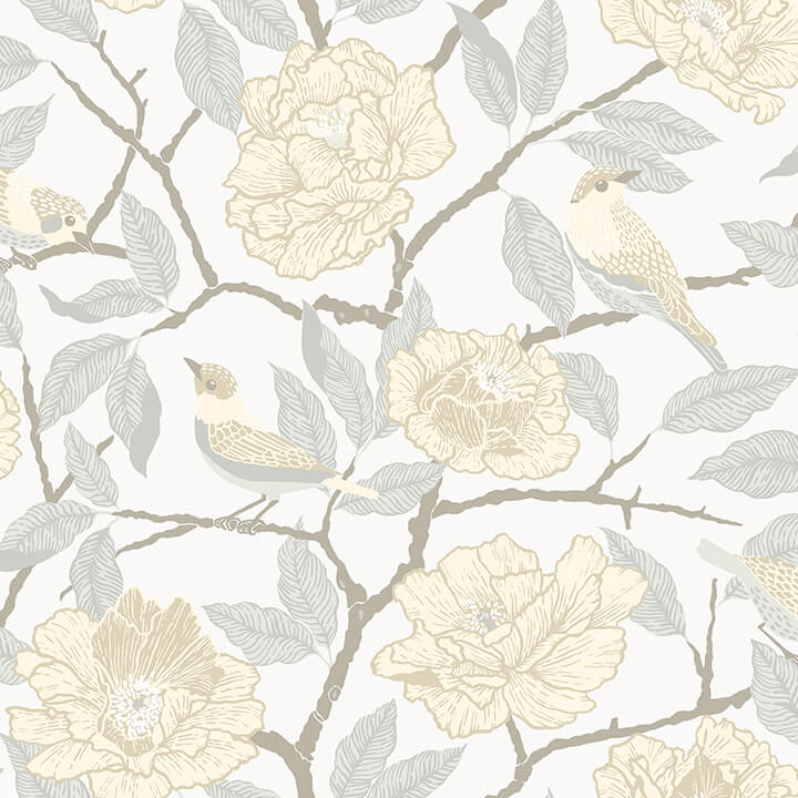 bernadina-light-yellow-rosebush-wallpaper-york-wallcoverings-4143-34022 - York Wallcoverings Papel pintado