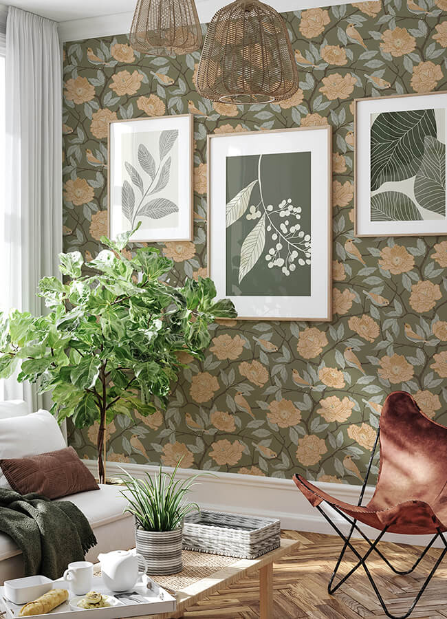 bernadina-moss-rosebush-wallpaper-york-wallcoverings-4143-34024 - York Wallcoverings Papel pintado