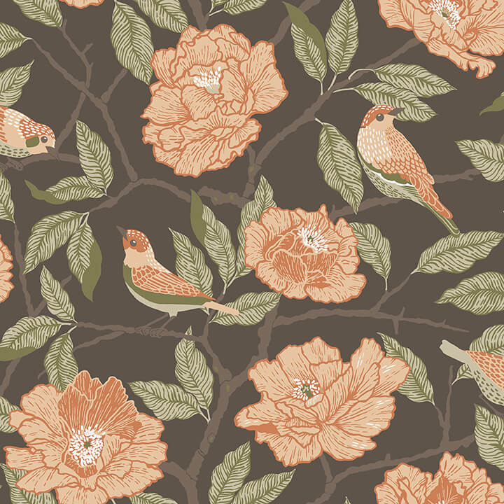 bernadina-black-rosebush-wallpaper-york-wallcoverings-4143-34026 - York Wallcoverings Papel pintado