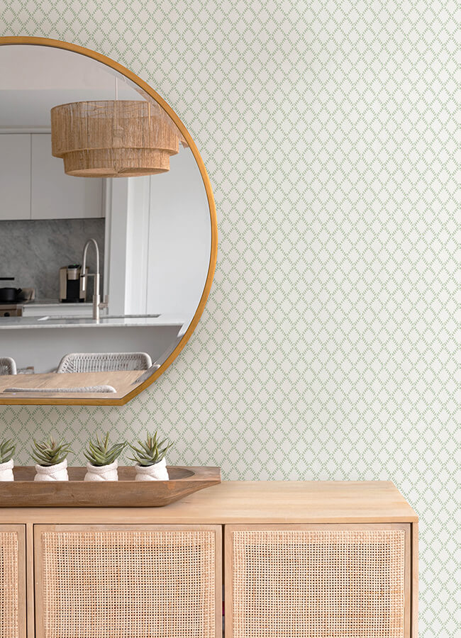 trevor-sage-leaf-trellis-wallpaper-york-wallcoverings-4143-34036 - York Wallcoverings Papel pintado