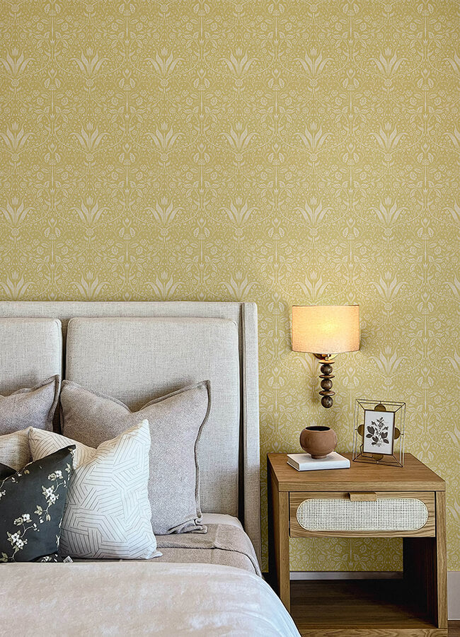 mara-yellow-tulip-ogee-wallpaper-york-wallcoverings-4143-34038 - York Wallcoverings Papel pintado
