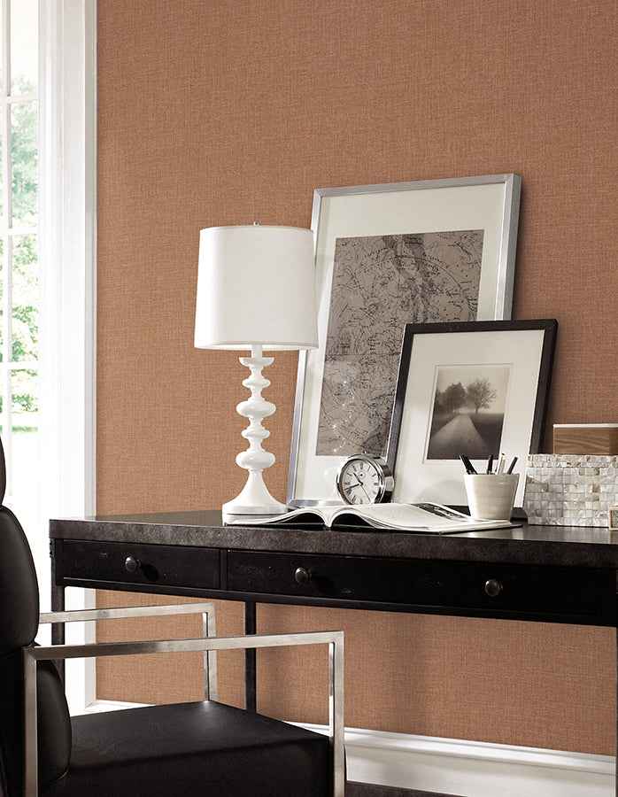 Broadwick Rust Faux Linen Wallpaper - York Wallcoverings - 4140-3720 - York Wallcoverings Wallpaper