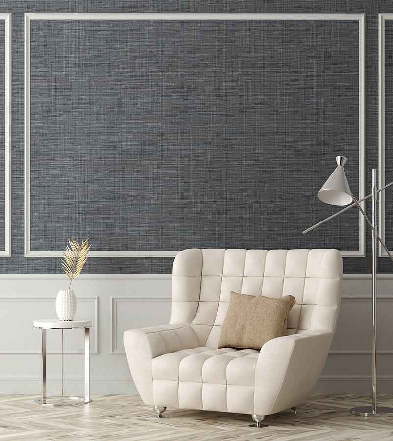 Premiere Charcoal Faux Linen Wallpaper - York Wallcoverings - 4140-3733 - York Wallcoverings Wallpaper