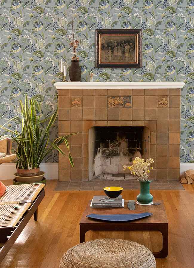 Bohemian Blue Jacobean Wallpaper - York Wallcoverings - 3125-72300 - York Wallcoverings Wallpaper