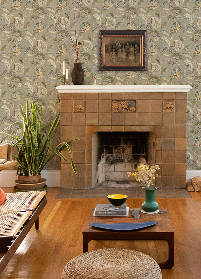 bohemian-taupe-jacobean-wallpaper-york-wallcoverings-3125-72301 - York Wallcoverings Wallpaper