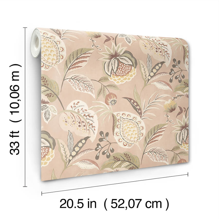 bohemian-blush-jacobean-wallpaper-york-wallcoverings-3125-72303 - York Wallcoverings Wallpaper