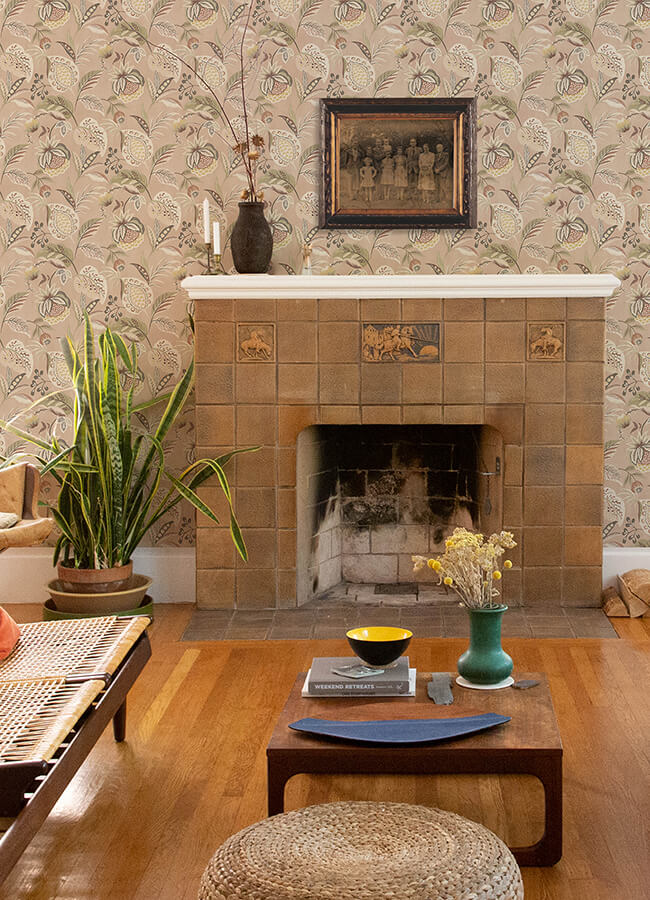 bohemian-blush-jacobean-wallpaper-york-wallcoverings-3125-72303 - York Wallcoverings Wallpaper