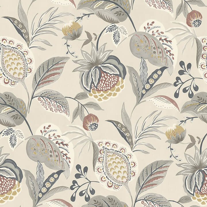 bohemian-grey-jacobean-wallpaper-york-wallcoverings-3125-72304 - York Wallcoverings Wallpaper