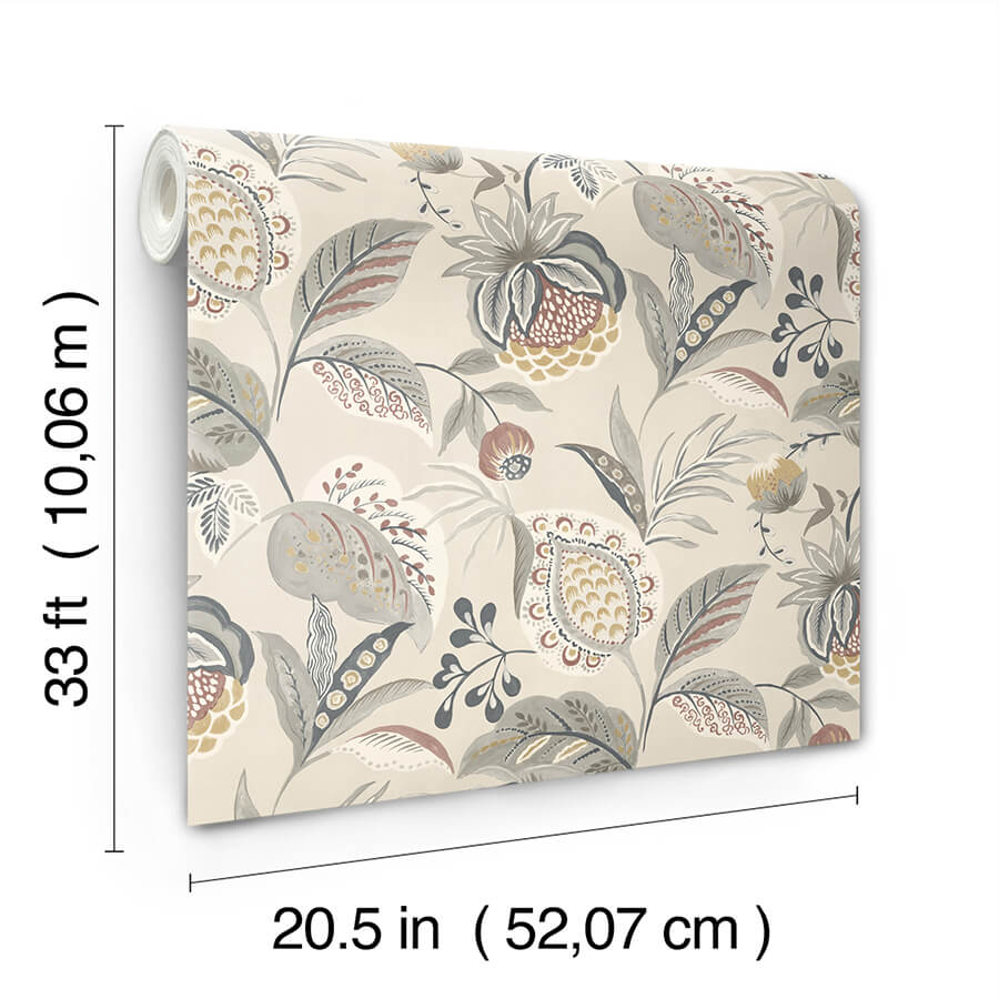 bohemian-grey-jacobean-wallpaper-york-wallcoverings-3125-72304 - York Wallcoverings Wallpaper