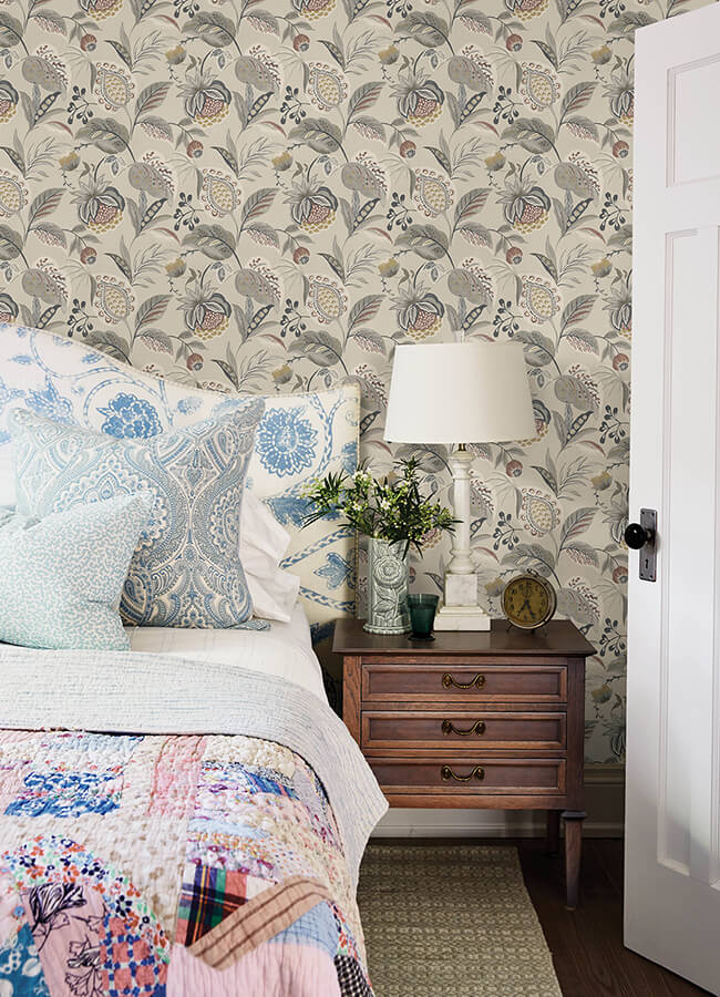 bohemian-grey-jacobean-wallpaper-york-wallcoverings-3125-72304 - York Wallcoverings Wallpaper