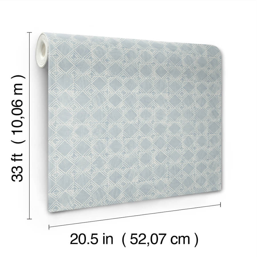 button-block-blue-geometric-wallpaper-york-wallcoverings-3125-72305 - York Wallcoverings Papel pintado