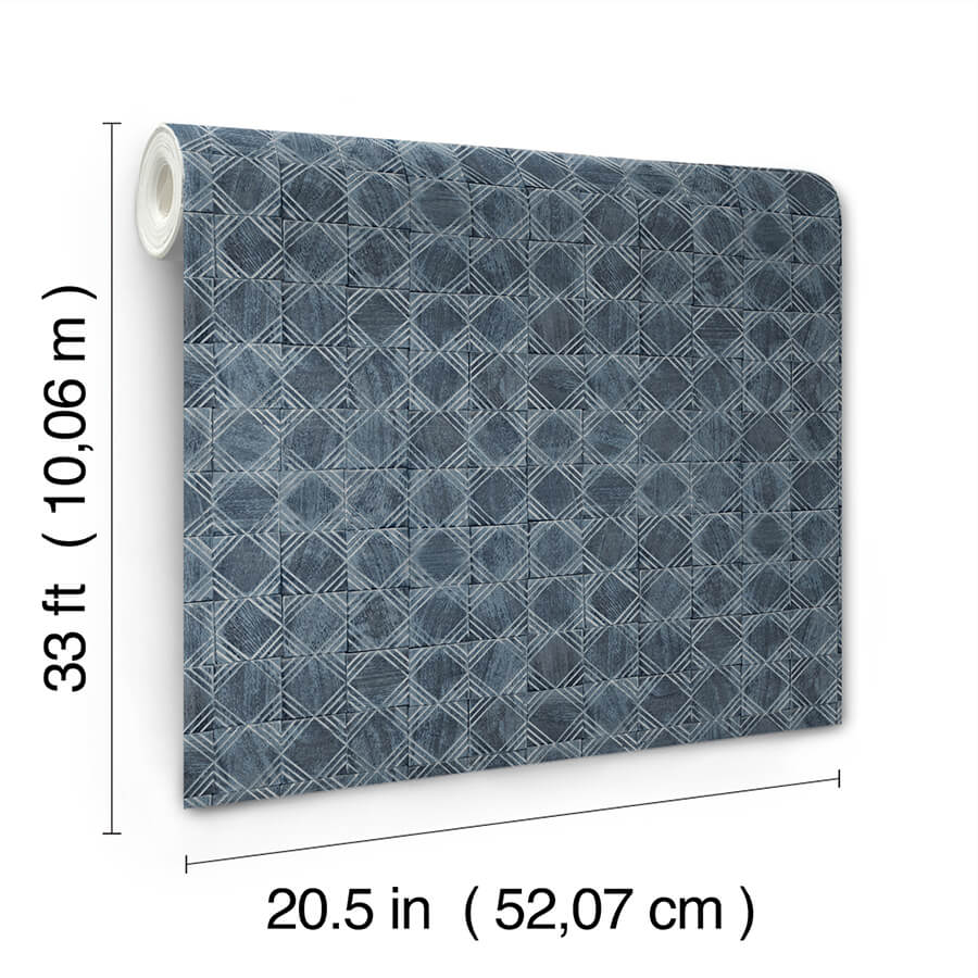 button-block-navy-geometric-wallpaper-york-wallcoverings-3125-72306 - York Wallcoverings Papel pintado