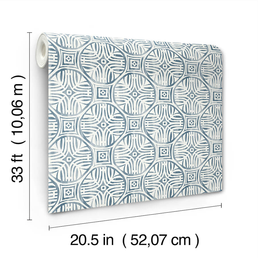 sandee-navy-medallion-wallpaper-york-wallcoverings-3125-72310 - York Wallcoverings Wallpaper