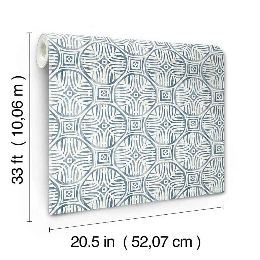 Sandee Navy Medallion Wallpaper - York Wallcoverings - 3125-72310 - York Wallcoverings Wallpaper