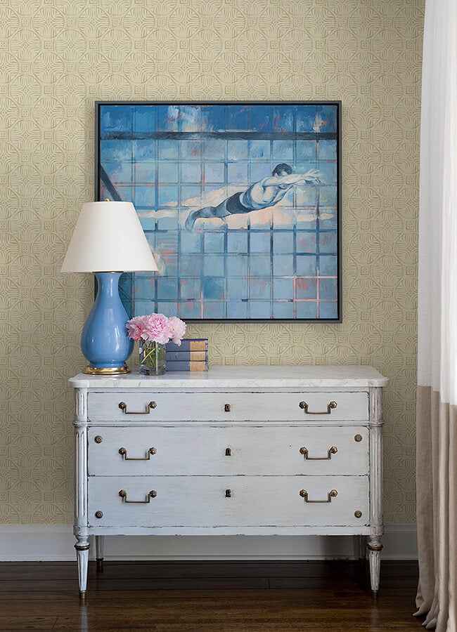 Sandee Butter Medallion Wallpaper - York Wallcoverings - 3125-72312 - York Wallcoverings Wallpaper