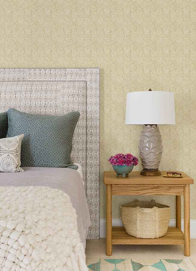 Sandee Butter Medallion Wallpaper - York Wallcoverings - 3125-72312 - York Wallcoverings Wallpaper