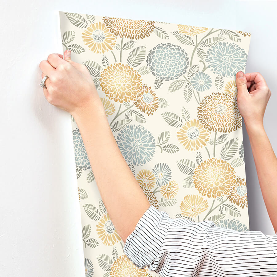 zalipie-apricot-floral-trail-wallpaper-york-wallcoverings-3125-72326 - York Wallcoverings Wallpaper