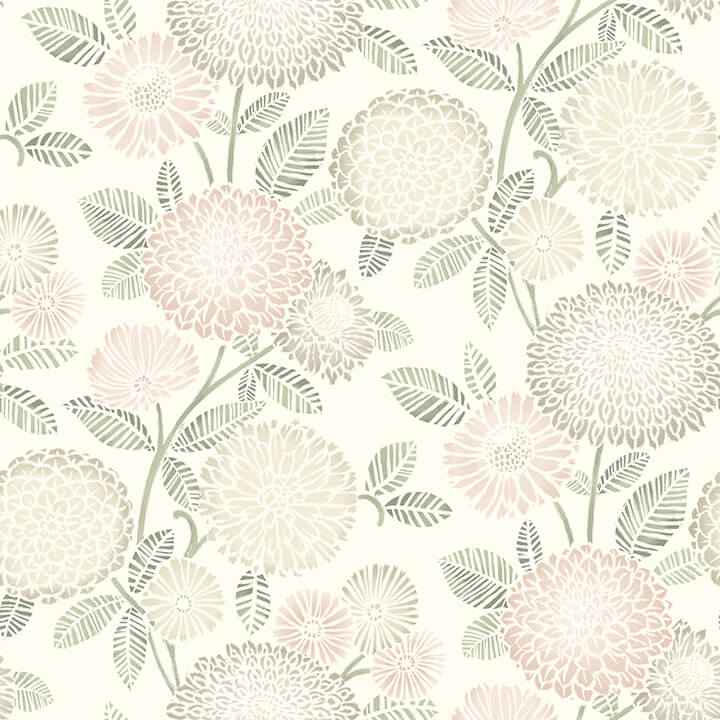 Zalipie Blush Floral Trail Wallpaper - York Wallcoverings - 3125-72329