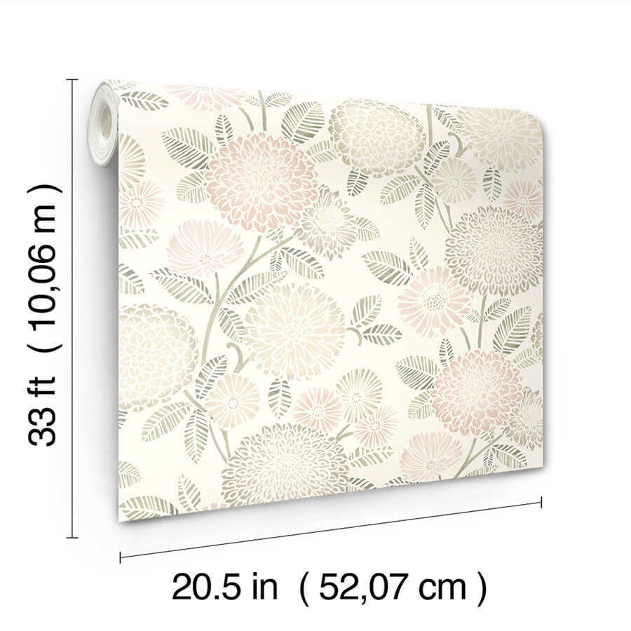 zalipie-blush-floral-trail-wallpaper-york-wallcoverings-3125-72329 - York Wallcoverings Papel pintado
