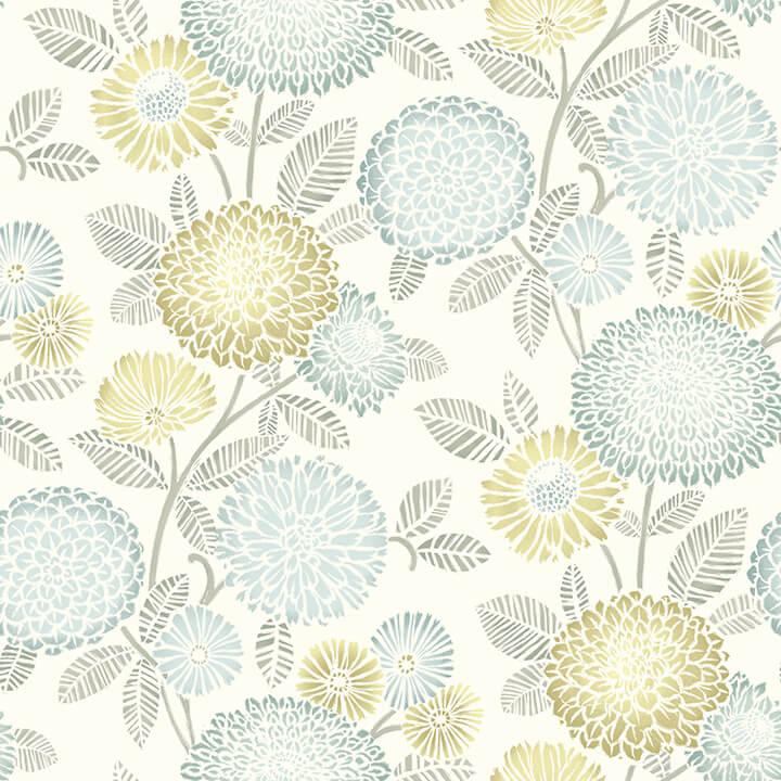 zalipie-lime-floral-trail-wallpaper-york-wallcoverings-3125-72330 - York Wallcoverings Wallpaper