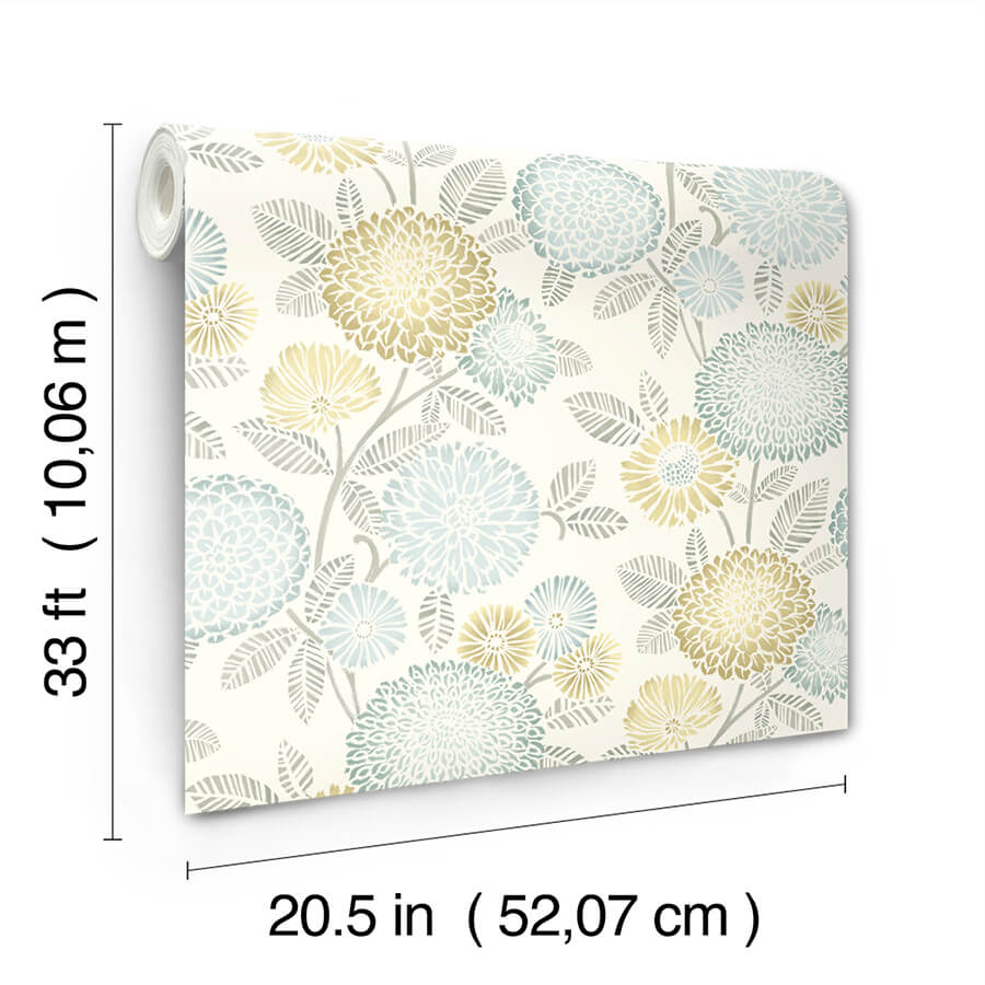 zalipie-lime-floral-trail-wallpaper-york-wallcoverings-3125-72330 - York Wallcoverings Wallpaper