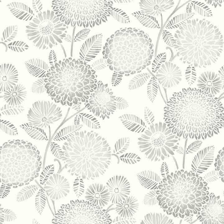 Zalipie Grey Floral Trail Wallpaper - York Wallcoverings - 3125-72331