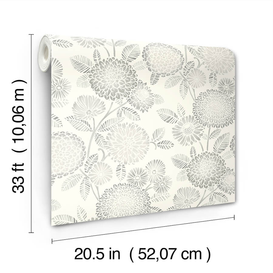 zalipie-grey-floral-trail-wallpaper-york-wallcoverings-3125-72331 - York Wallcoverings Wallpaper