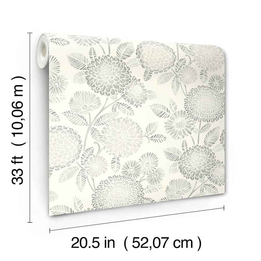 Zalipie Grey Floral Trail Wallpaper - York Wallcoverings - 3125-72331 - York Wallcoverings Wallpaper