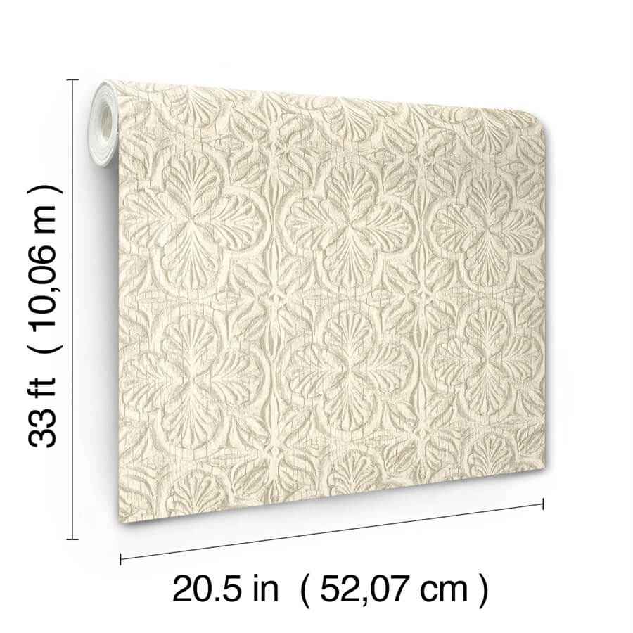 Karachi Cream Wooden Damask Wallpaper - York Wallcoverings - 3125-72333 - York Wallcoverings Wallpaper