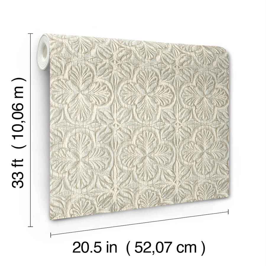 Karachi Aqua Wooden Damask Wallpaper - York Wallcoverings - 3125-72335 - York Wallcoverings Wallpaper