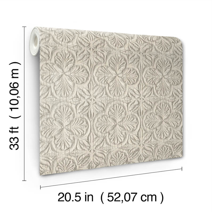 karachi-taupe-wooden-damask-wallpaper-york-wallcoverings-3125-72336 - York Wallcoverings Papel pintado