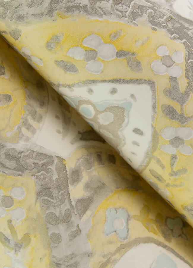 Mimir Mustard Quilted Damask Wallpaper - York Wallcoverings - 3125-72338